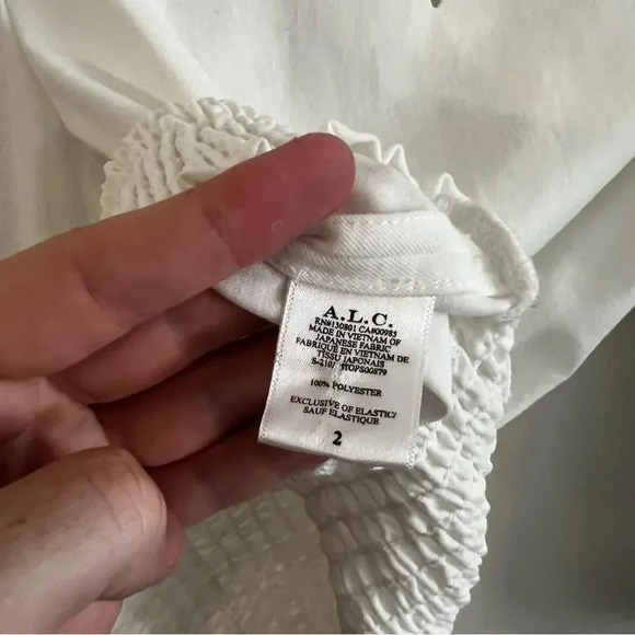 ALC Rose Long Sleeve Smocked Top in White Size 2 - Picture 8 of 9